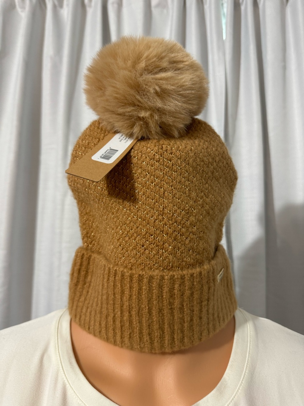 Great Steve Madden One Size brown faux fur Pom Pom hat women new